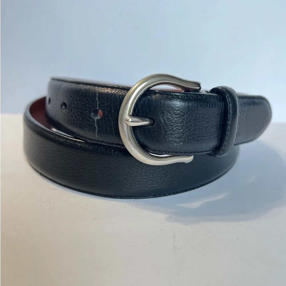 Coach Vintage Black Italian Calfskin Leather Belt 32 80cm Solid Brass Italy 3701